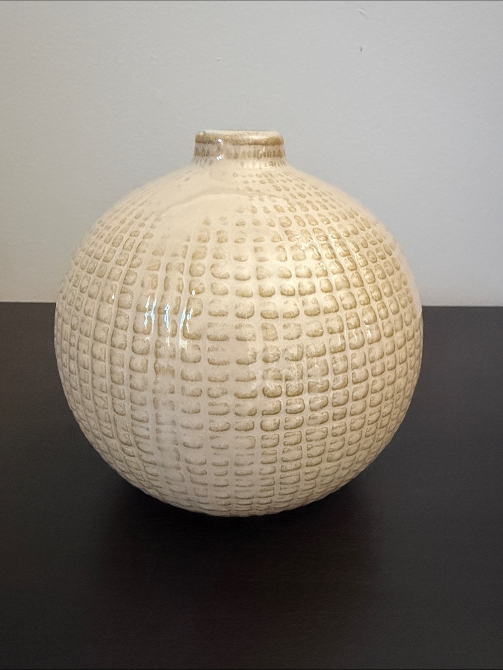 Crate and Barrel Small Round Textured Ceramic Vase
